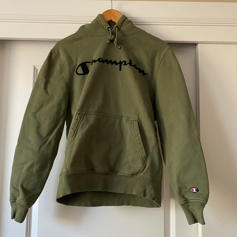Champion Olive Hoodie with Logo